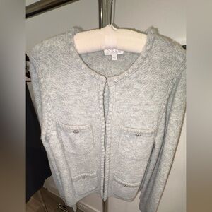 J.Crew Embellished Cardigan Lady Jacket Grey Rhinestones Medium NWT